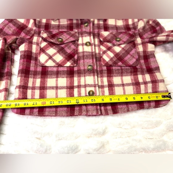 Bagatelle Pink Plaid Cropped Wool Blend Women’s Small Jacket- Fuzzy & Soft - Picture 8 of 11